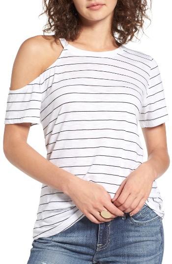 Women's Bp. Asymmetrical Cold Shoulder Tee, Size - White