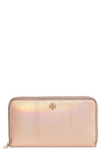 Women's Tory Burch Robinson Metallic Leather Continental Wallet -