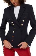 Women's Topshop Golden Button Double Breasted Jacket Us (fits Like 0) - Blue