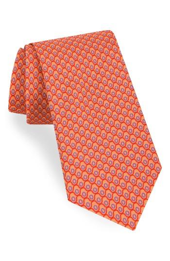 Men's Ted Baker London Geometric Cotton & Silk Tie, Size - Orange