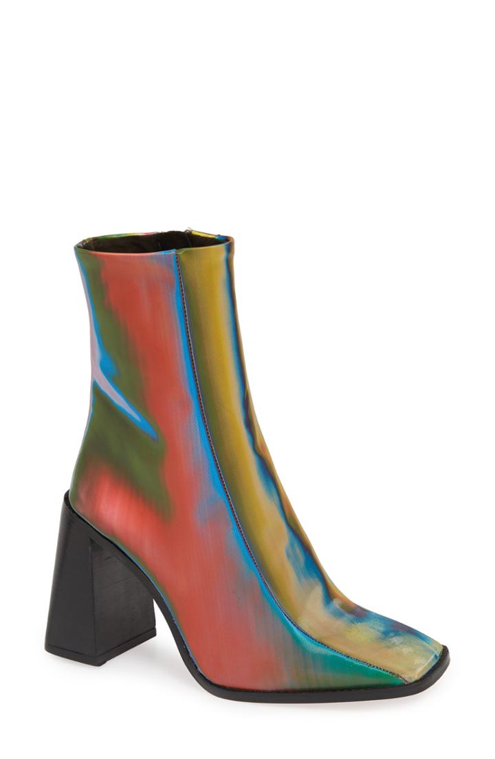 Women's Topshop Hurricane Croc Embossed Bootie .5us / 39eu M - Green