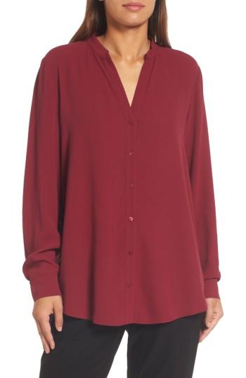 Women's Eileen Fisher Silk Blouse, Size - Red
