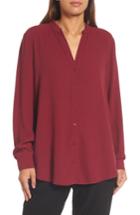 Women's Eileen Fisher Silk Blouse, Size - Red