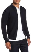 Men's John Smedley Standard Fit Merino Wool Knit Jacket - Blue