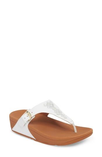 Women's Fitflop The Skinny Embellished V-strap Thong Sandal M - White