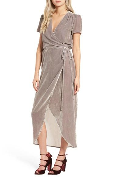 Women's Wayf Next To You Velvet Wrap Dress