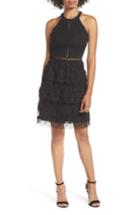 Women's Heartloom Victoria Ruffle Lace Halter Dress - Black