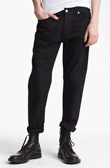 Blk Dnm 'jeans 5' Slim Straight Coated Denim Jeans (jet Black) Jet