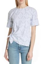 Women's Derek Lam 10 Crosby Diamond Knotted Cotton Blend Blouse - Blue