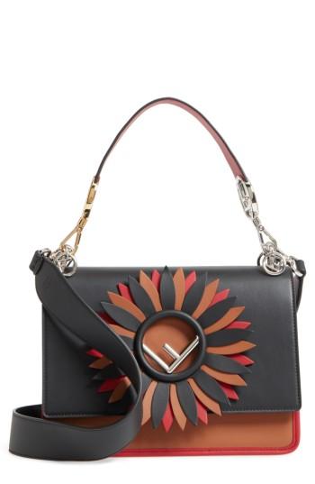 Fendi Kan I Century Mix Calfskin Leather Shoulder Bag - Black
