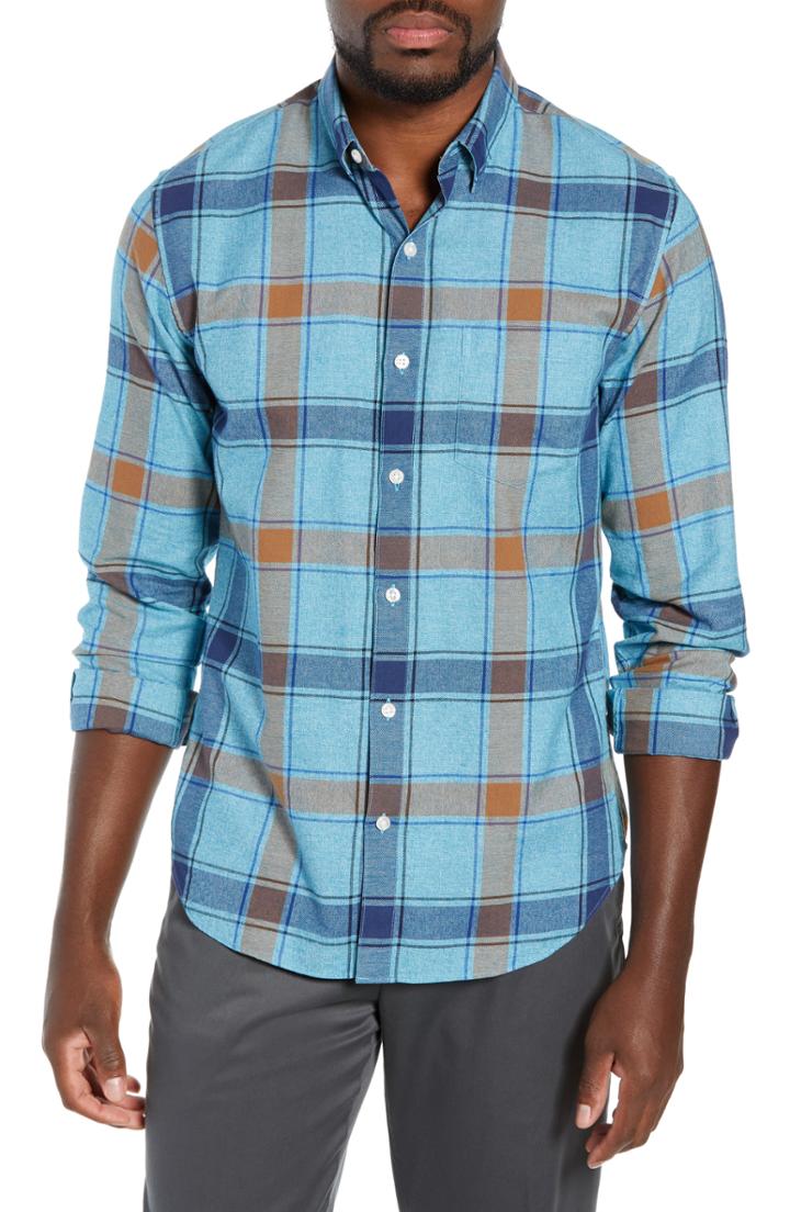 Men's Bonobos Slim Fit Brushed Button Down Sport Shirt R - Blue