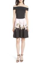 Women's Ted Baker London Peach Blossom Off The Shoulder Dress - Black