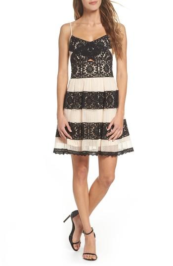 Women's Foxiedox Ophelia Two-tone Lace Fit & Flare Dress - Black