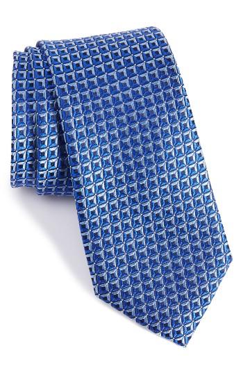 Men's Nordstrom Men's Shop White Pip Geometric Silk Tie, Size - Blue