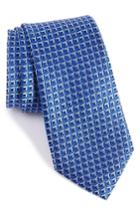Men's Nordstrom Men's Shop White Pip Geometric Silk Tie, Size - Blue