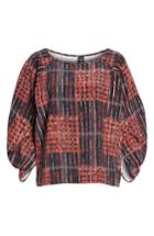 Women's Zero + Maria Cornejo Plaid Stretch Silk Blouse