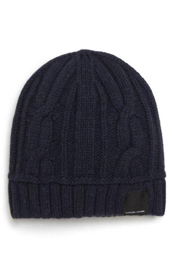 Women's Canada Goose Cabled Merino Wool Toque Beanie - Black