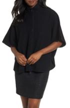 Women's Anne Klein Zip Front Boiled Wool Cape - Black