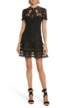 Women's Jonathan Simkhai Lace Applique Crepe Mini Tee Dress - Black
