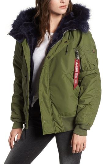 Women's Alpha Industries N-2b Impact Faux Fur Trim Parka - Green