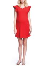 Women's Maternal America Flutter Sleeve Maternity Dress - Red
