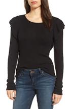 Women's Lucky Brand Ruffle Trim Ribbed Sweater - Black