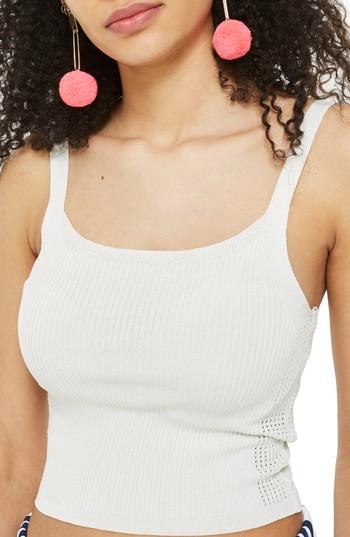 Women's Topshop Scoop Neck Strappy Knit Camisole Us (fits Like 2-4) - Ivory