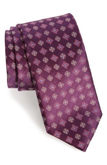 Men's Canali Neat Silk Tie, Size X-long - Purple