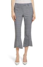 Women's Robert Rodriguez Plaid Layered Hem Crop Trousers - Grey