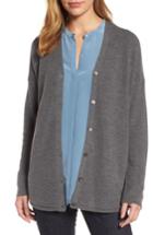 Women's Eileen Fisher V-neck Merino Wool Cardigan - Grey