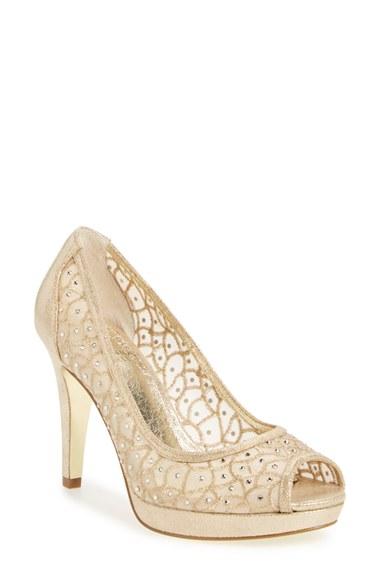 Women's Adrianna Papell 'foxy' Crystal Embellished Peeptoe Pump .5 M - Metallic