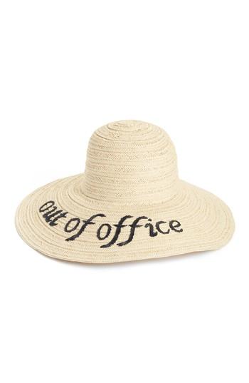 Women's Nordstrom Wordplay Floppy Straw Sun Hat - Black