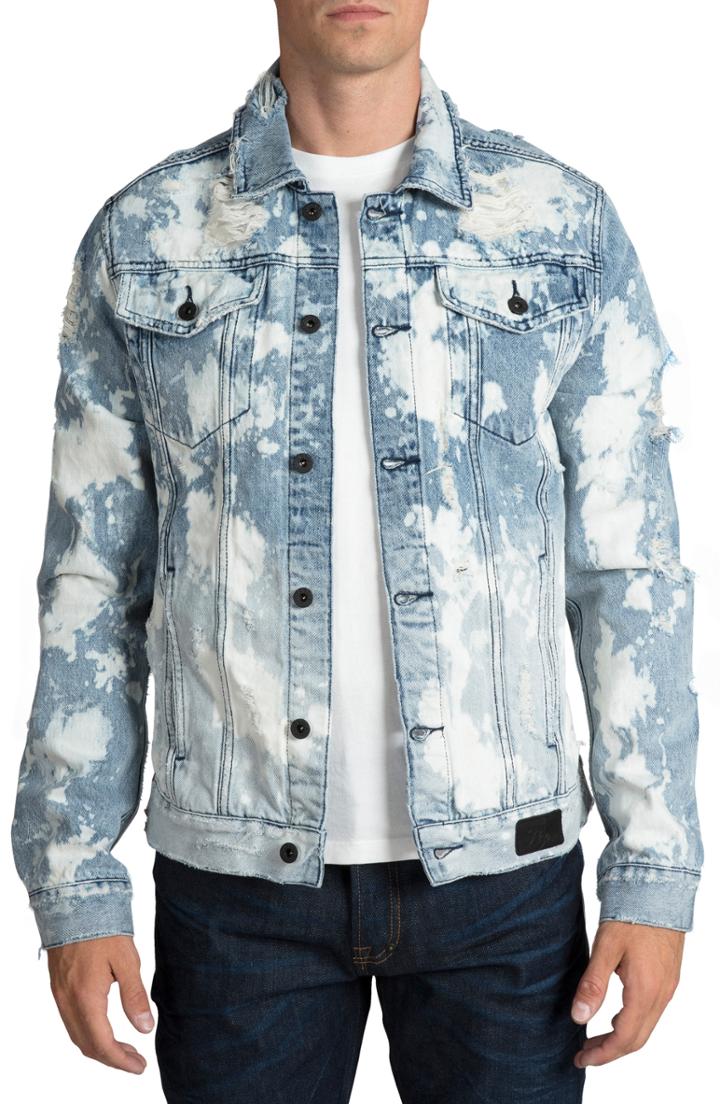 Men's Prps City Scapes Ripped Denim Jacket - Blue