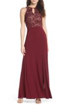 Women's Morgan & Co. Embellished Lace Gown - Burgundy