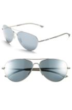Women's Smith 'audible - Chromapop' 60mm Polarized Aviator Sunglasses - Matte Silver/ Polar Platinum