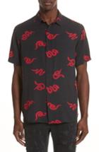 Men's Ksubi Neon Snake Print Rayon Shirt - Black