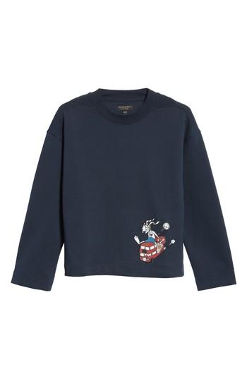 Men's Burberry Sketch Print Appliqued Cropped Sweatshirt