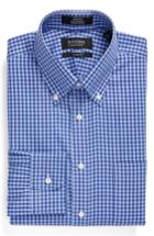 Men's Nordstrom Men's Shop Classic Fit Non-iron Gingham Dress Shirt - 34 - Blue (online Only)