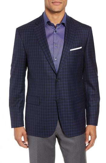 Men's John W. Nordstrom Traditional Fit Check Wool Sport Coat R - Blue