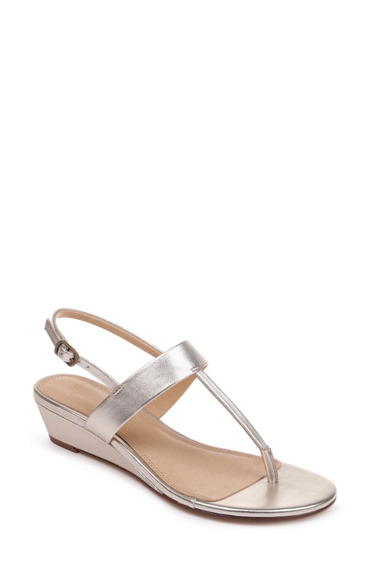 Women's Splendid Swain T-strap Wedge Sandal M - Metallic