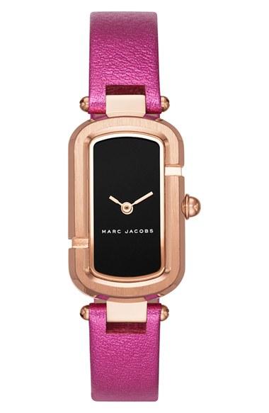 Women's Marc Jacobs The Jacobs Metallic Leather Strap Watch, 20mm