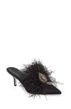 Women's Tory Burch Elodie Embellished Feather Mule .5 M - Black