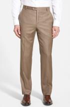 Men's Hickey Freeman 'b Series' Flat Front Wool Trousers R - Brown