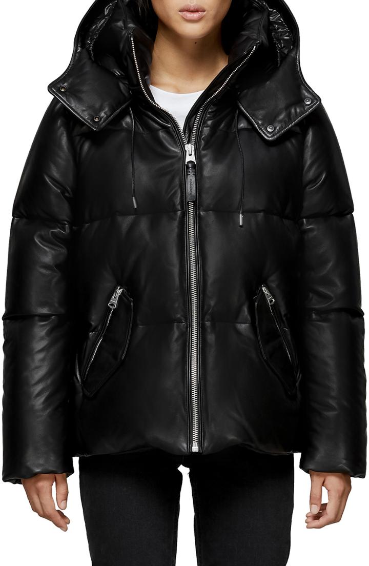 Women's Mackage Leather Down Jacket - Black