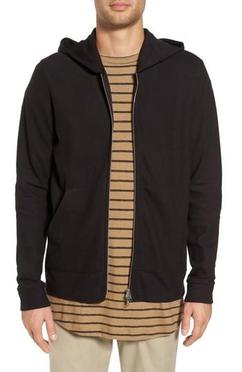 Men's Theory Daulton Ridge Waffle Knit Zip Hoodie - Black