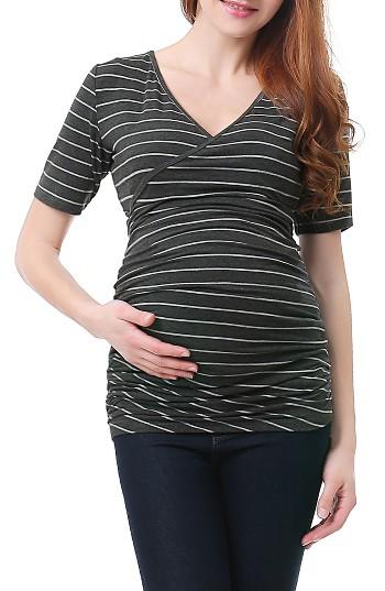 Women's Kimi And Kai Beverly Ruched Maternity/nursing Top - Grey