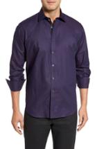 Men's Bugatchi Classic Fit Geo Jacquard Sport Shirt, Size - Purple
