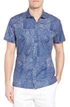 Men's Tori Richard Black Coral Trim Fit Camp Shirt - Blue