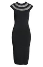 Women's Eliza J Illusion Mesh Body-con Dress - Black