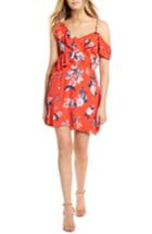 Women's Cupcakes And Cashmere Cordetta Floral Asymmetrical Ruffle Dress - Red